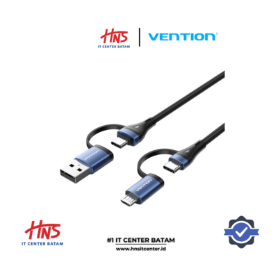 VENTION 4-in-1 Cotton Braided USB 2.0 Type-A C Male to USB-C B Male 5A Cable 1M Blue Aluminum Alloy Type (CTLLF)