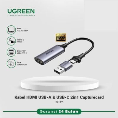 UGREEN CONVERTER CABLE HDMI 2 IN 1 VIDEO CAPTURE CARD HD 4K 60HZ - (40189)