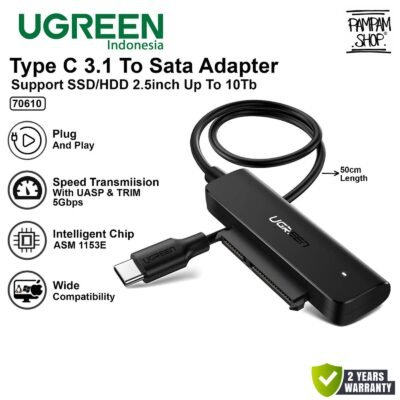 UGREEN CABLE CONVERTER TYPE-C TO SATA 2.5" KONVERTER HDD SSD HIGH SPEED 5Gbps - (70610)