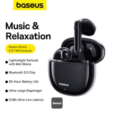 BASEUS TWS BOWIE E13 EARBUDS WITH 12MM DIAPHRAGM BLUETOOTH 5.3 30 HOURS BATTERY