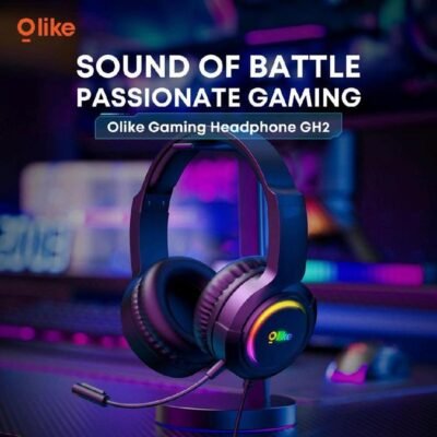 OLIKE HEADSET GH2 WIRED GAMING HEADPHONE 2M KABEL WITH MIC OMNIDIRECTION RGB LIGHT 3D SOUND BASS MAX