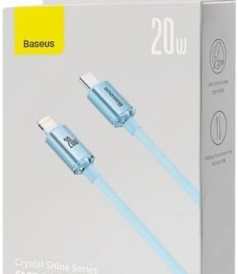 BASEUS CRYSTAL SHINE SERIES FAST CHARGING DATA CABLE TYPE-C TO LIGHTNING 20W 2M - (CAJY001403 / CAJY001404)