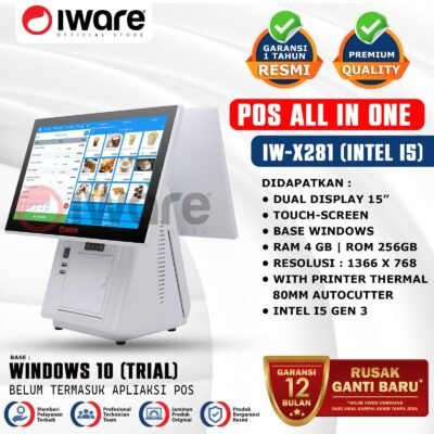 IWARE POS ALL IN ONE IW-X281 DUAL MONITOR - INTEL CORE I5 4GB 256GB
