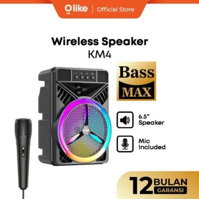 OLIKE KM4 SPEAKER KARAOKE BLUETOOTH PORTABLE RGB LED MINI FULL BASS