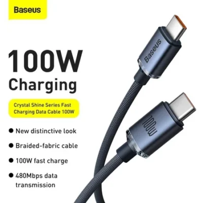 BASEUS CRYSTAL SHINE SERIES FAST CHARGING DATA CABLE USB-C TO USB-C - (CAJY000601)