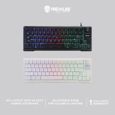 KEYBOARD REXUS K65M GAMING 64 SWITCH LED RAINBOW KNOB